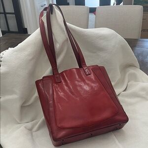 Bosca Red Leather Double-Handle Tote